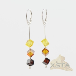 Amber earrings with Multi color beads